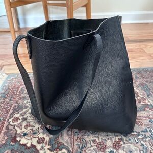 Elegant Black Leather Tote Bag